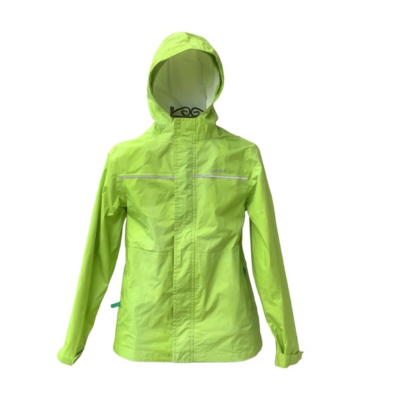 Patagonia H2No Boys Size 12 Neon Green Hooded Rain Jacket Waterproof Shell - Picture 5 of 5